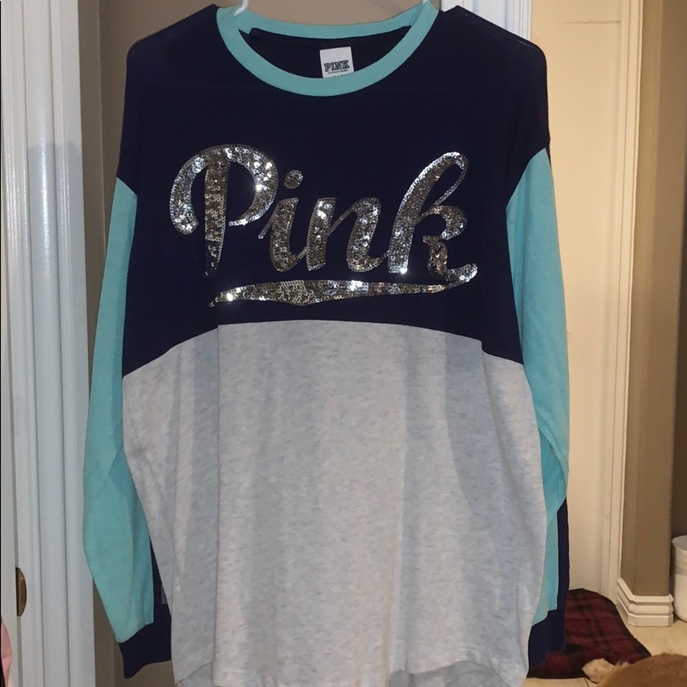 Sparkly three-tone long sleeve PINK shirt